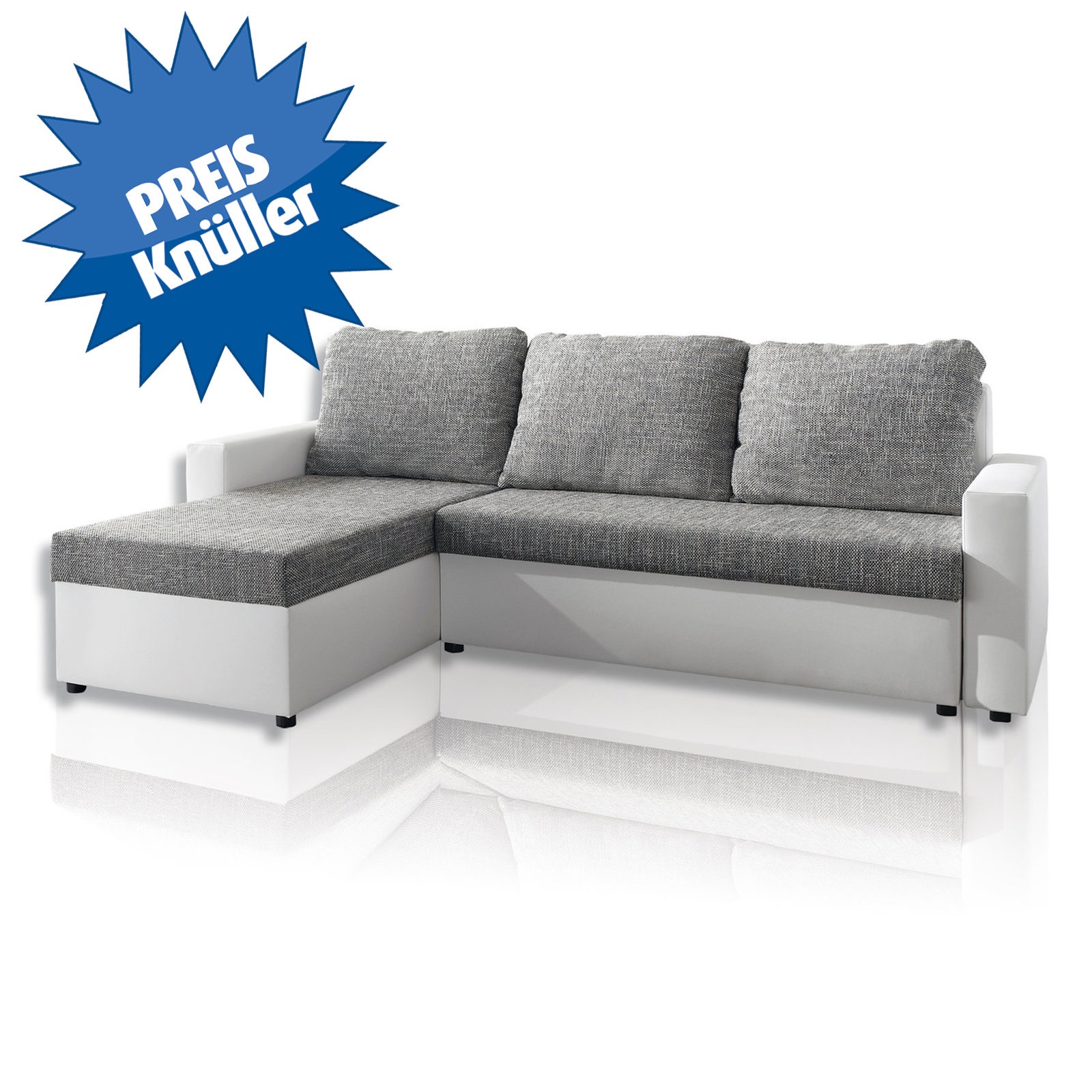 Ecksofa von ROLLER in weiß-grau mit Schlaffunktion- nur 299,99€
