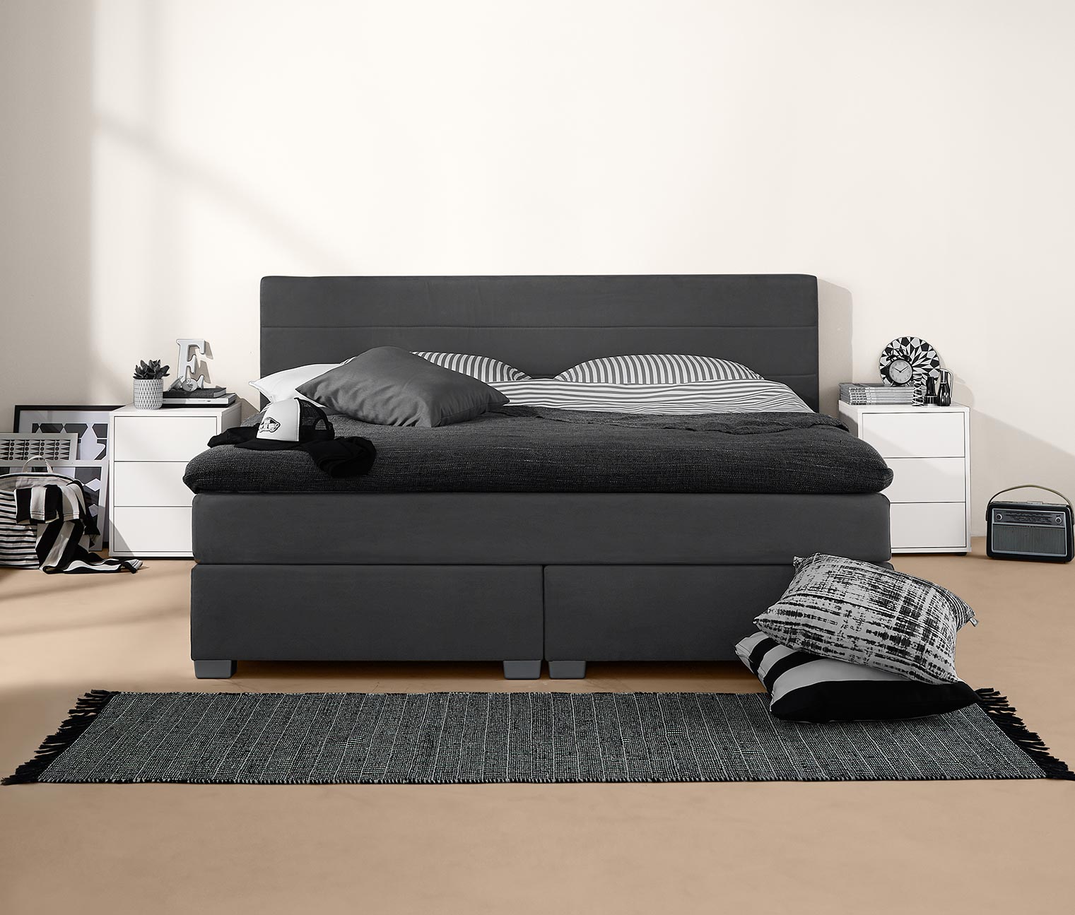 Boxspringbett, anthrazit von TCHIBO 180x200cm nur 799€