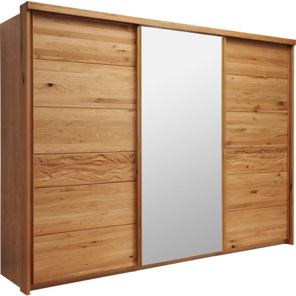 LINEA NATURA SCHWEBETÜRENSCHRANK 3 -türig Wildeiche furniert, massiv Braun