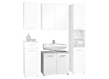 Waschbeckenunterschrank STOCKHOLM Beton-Optik/weiß Hochglanz