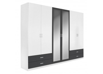 Kleiderschrank BORBONA alpinweiß-grau 271 cm