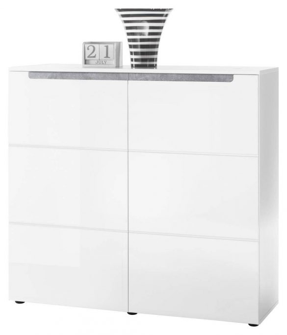 Kommode THOR weiß Hochglanz / Beton-Optik