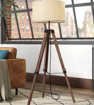 Tripod-Stehlampe Broderick Metall-Holz
