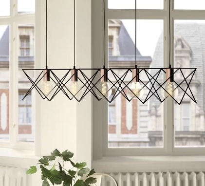 Balken-Pendelleuchte Lorenz Schwarz-Kupfer