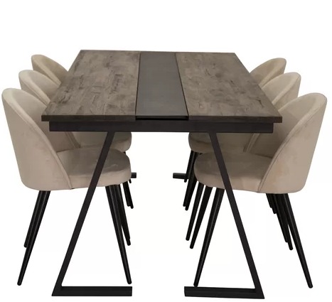 Essgruppe Donley Rustikal-Schwarz-Creme