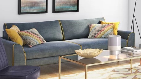 Schlafsofa Arkose Stahgrau-Gelb