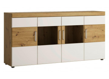 Sideboard AGORDO Artisan Eiche Nachbildung/ Hochglanz weiß ca. 181 x 89 x 41 cm