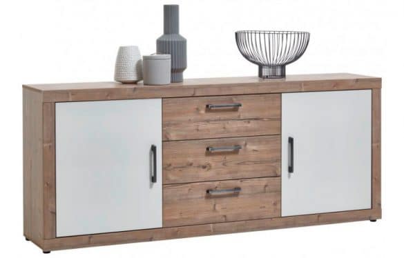 Sideboard ZERMATT Alpin Fichte Nachbildung / Weiß glänzend