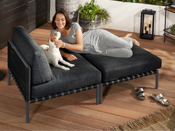 XL-LOUNGE-SET Schwarz-Grau