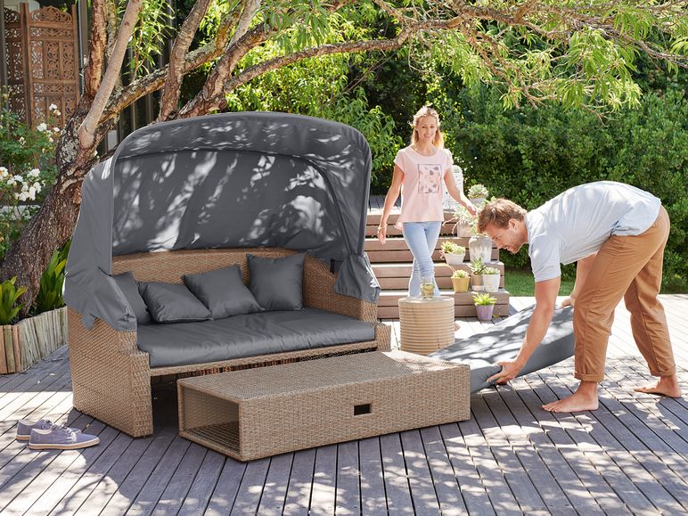 38 sparen FLORABEST Sonnenliege 4in1 Rattan nur 369,00€ Cherry
