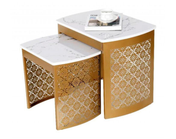 Beistelltischset MARMOR Optik/goldfarbig