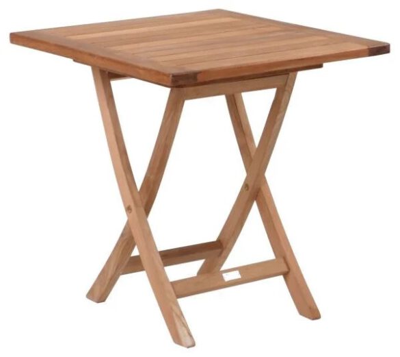 GARTENTISCH ECKIG Holz, Metall Edelstahlfarben, Teakfarben