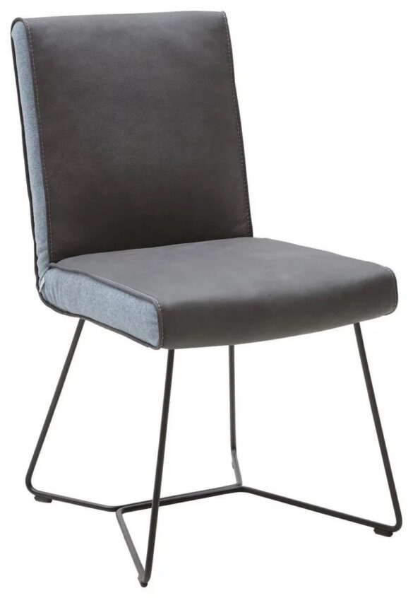 STUHL FLACHGEWEBE ECHTLEDER SCHWARZ, Türkis, Dunkelbraun