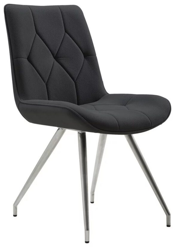 STUHL Mikrofaser Schwarz, Edelstahlfarben