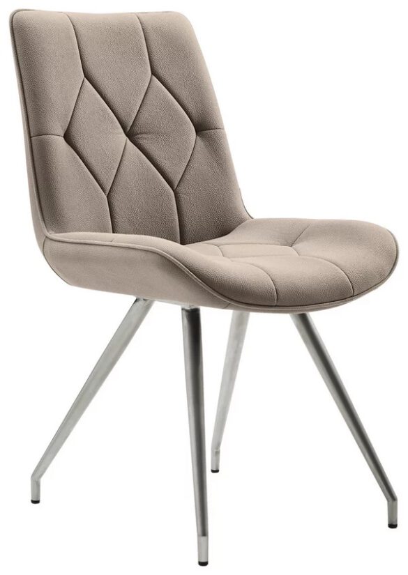 STUHL Mikrofaser Taupe, Edelstahlfarben