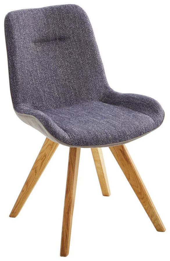 STUHL Wildeiche massiv Blau, Eichefarben, Cappuccino