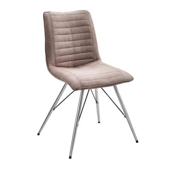 STUHL XORA Mikrofaser Taupe, Edelstahlfarben
