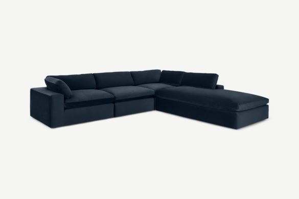 Samona Ecksofa Samt Dunkelblau