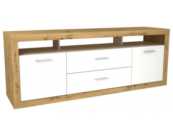 TV-Highboard Artisan-Eiche-Nachbildung/glanzweiß