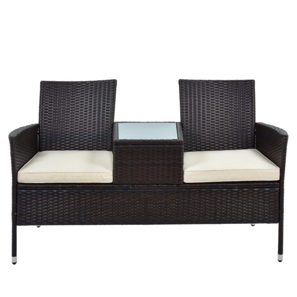 Loungeset Polyrattan Gartensofa mit Tisch 2 Sitzer LOVESEAT von GOTUI