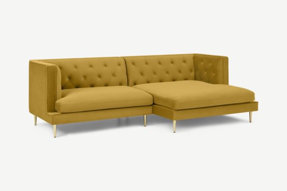 Ecksofa GOSWELL Vintage Gold Samt