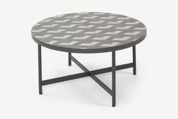 Garten-Couchtisch INDRA grauer und weißer Marmor