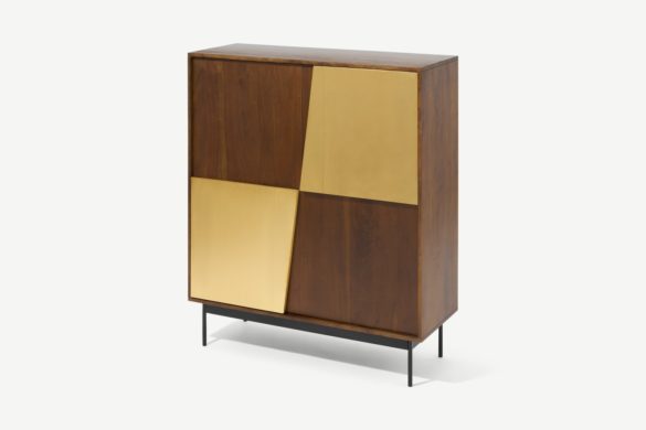 Highboard MISCHA Akazienholz & Messing