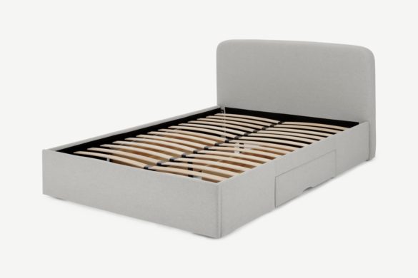 Kingsize-Bett BESLEY mit Schubladen, Hagelgrau