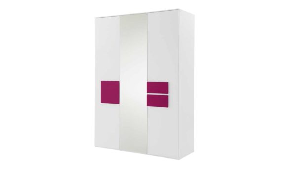 Kleiderschrank, 3-türig HOLLY Weiß / Fuchsia