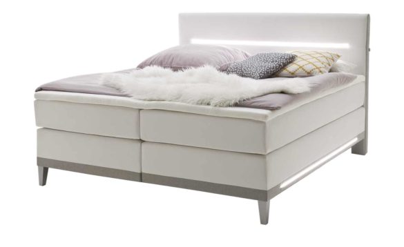 Boxspringbett MARQUISE 180x200 cm Hellgrau/Weiß