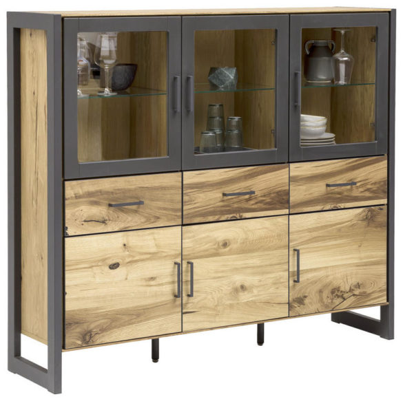 HIGHBOARD Eiche furniert Graphitfarben von CARRYHOME