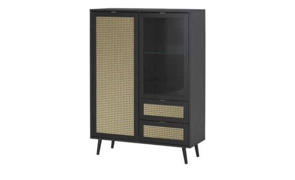 Highboard VIENNA Schwarz / Buche
