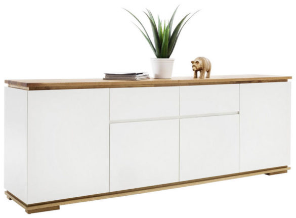 SIDEBOARD Asteiche, Eiche massiv Weiß, Eichefarben