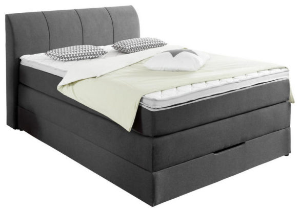 BOXSPRINGBETT Webstoff inkl. Matratze Anthrazit 140x200 cm vo CARRYHOME