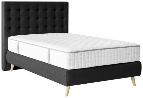 BOXSPRINGBETT Webstoff inkl. Matratze Dunkelgrau 120x200 cm von WELNOVA