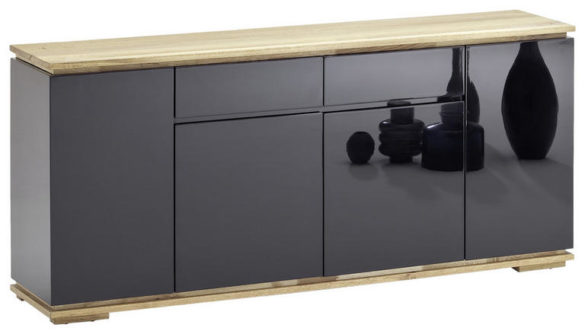 SIDEBOARD Asteiche, Eiche massiv Schwarz