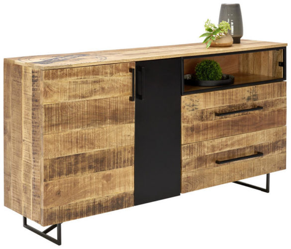 SIDEBOARD Mangoholz Naturfarben, Schwarz von LANDSCAPE