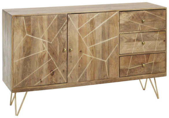 SIDEBOARD Mangoholz massiv Goldfarben, Hellbraun von LANDSCAPE