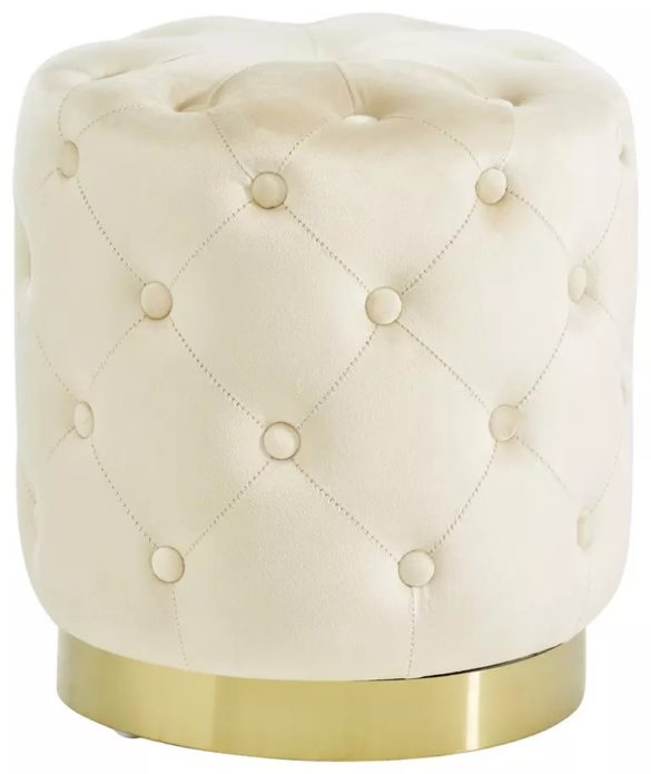 HOCKER Samt Kiefer Goldfarben, Beige von XORA