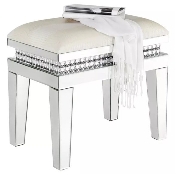HOCKER Lederlook Creme, Silberfarben von XORA