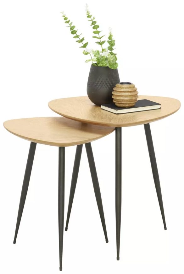 SATZTISCH Eiche furniert Freiform Schwarz, Eichefarben von XORA
