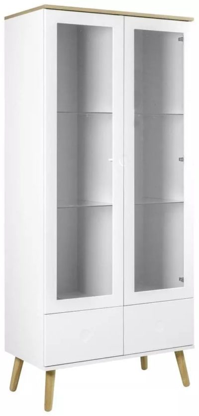 VITRINE Eiche furniert Weiß, Eichefarben von AMBIA HOME