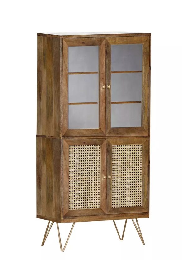 VITRINE Mangoholz massiv Braun, Goldfarben von LANDSCAPE