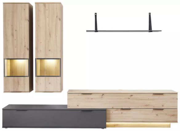WOHNWAND Grau, Eiche Artisan von CARRYHOME