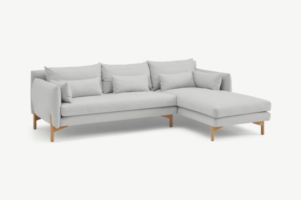 3-Sitzer-Ecksofa BERNSTEIN Elite Stone-Stoff mit Eichenbeinen