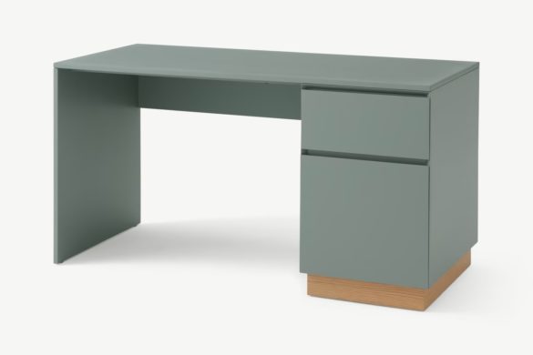 Aufbewahrungsschreibtisch ELSDON Betonblau & Eiche
