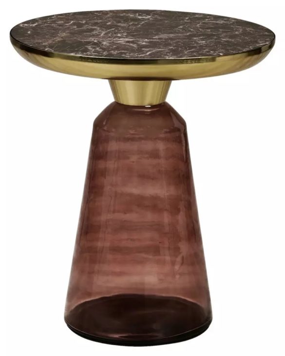 BEISTELLTISCH rund Braun, Goldfarben von AMBIA HOME