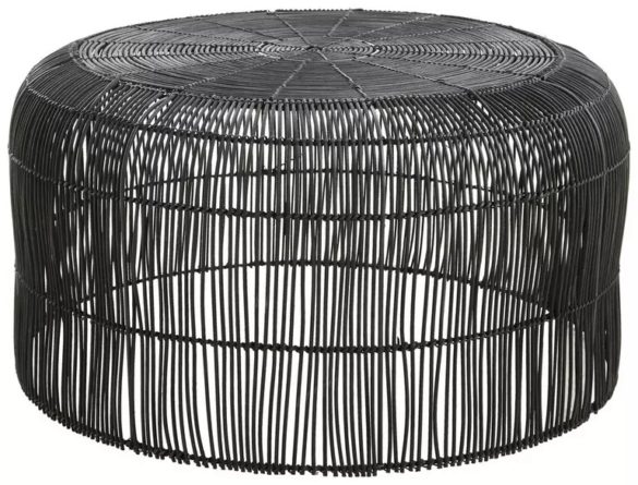 COUCHTISCH RATTAN massiv rund Schwarz von LIVETASTIC