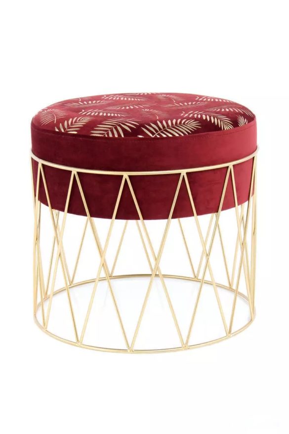 HOCKER Samt Goldfarben, Bordeaux