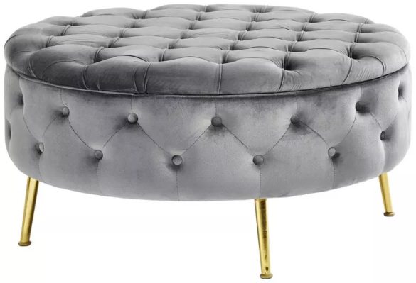 HOCKER Samt Grau, Goldfarben von XORA